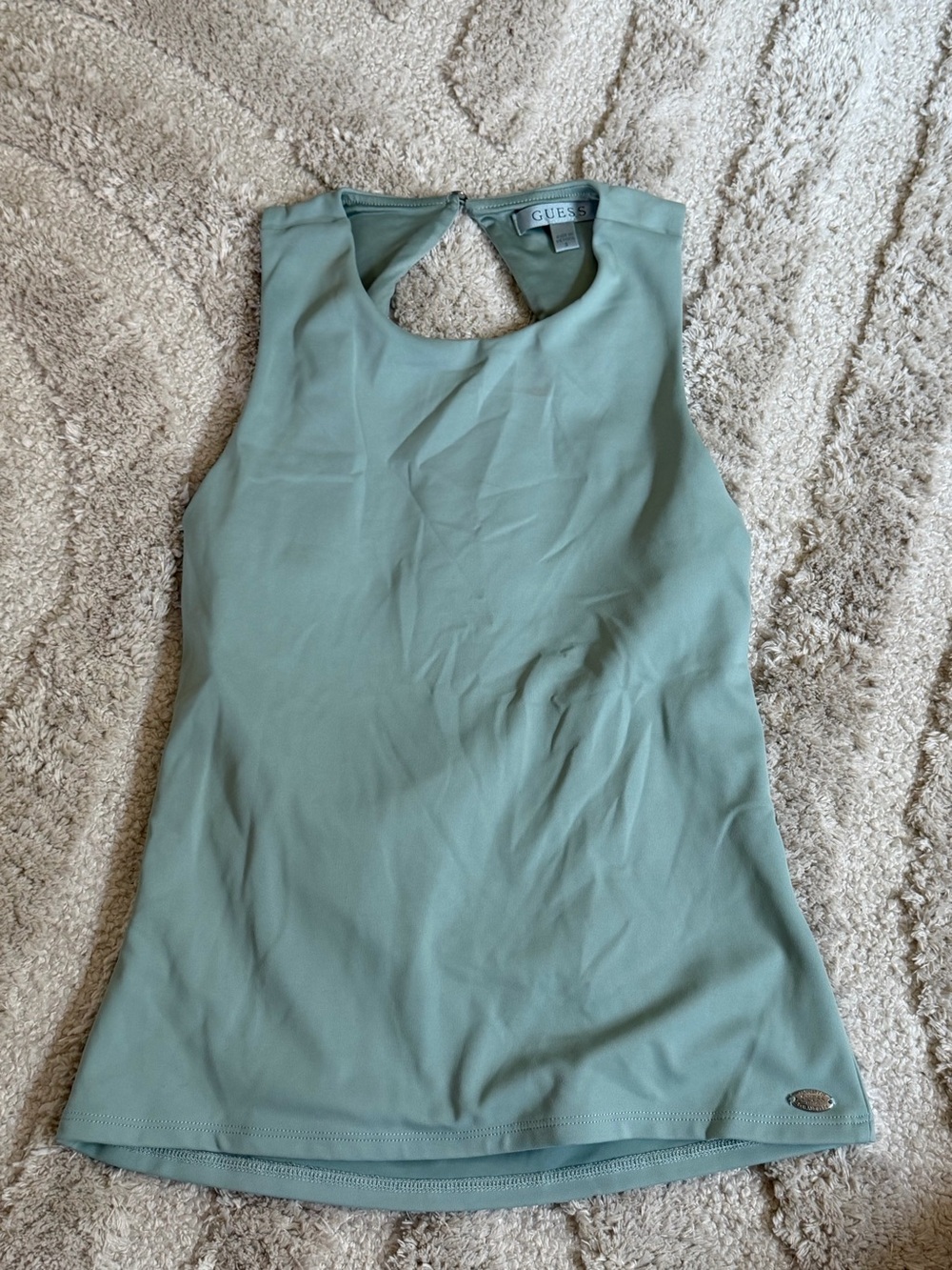 GUESS Sage Green Sleeveless Keyhole Tank
